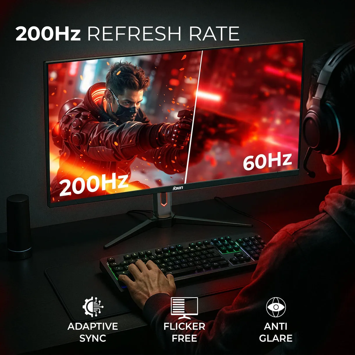 Foxin LED Monitor 27" Curved 2K QHD 200Hz with Speakers (Phantom Pro 27) view 4